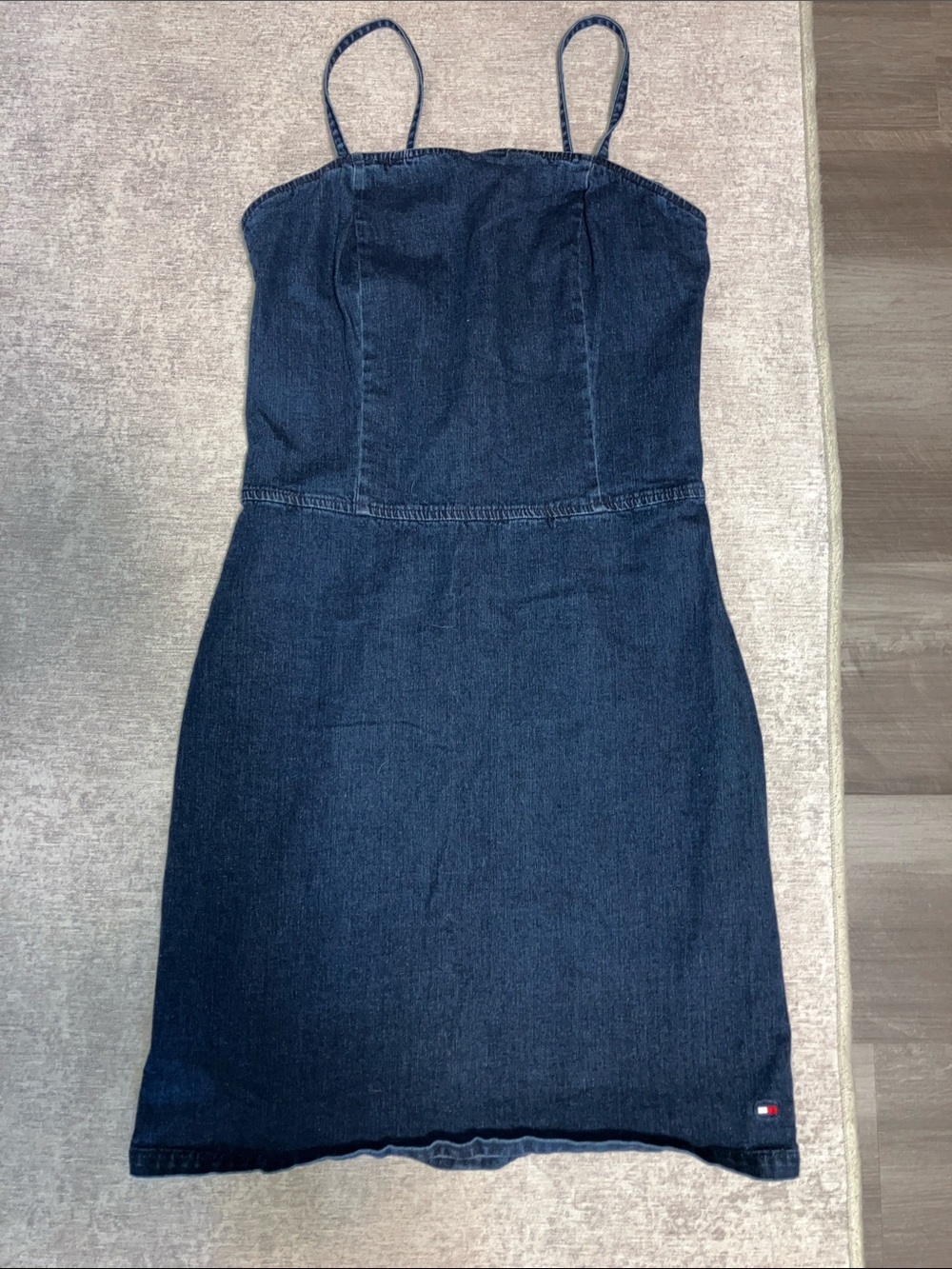 Tommy Hilfiger Navy Blue Denim Vintage Y2K Dress 4 tie back